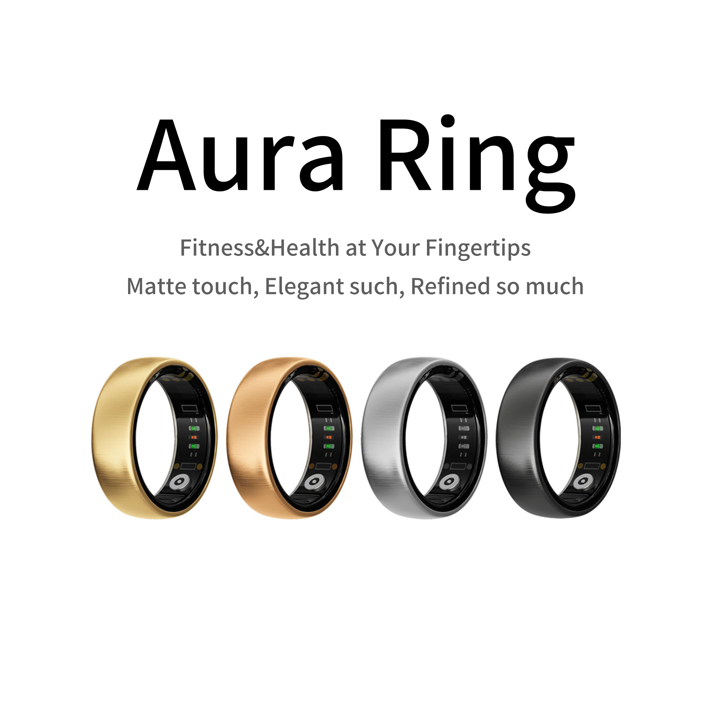 Blood Oxygen Monitor - AURA Matt Akıllı Yüzük Fitness Spor